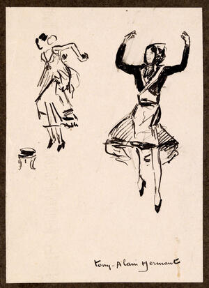 Dos figuras la representan bailando